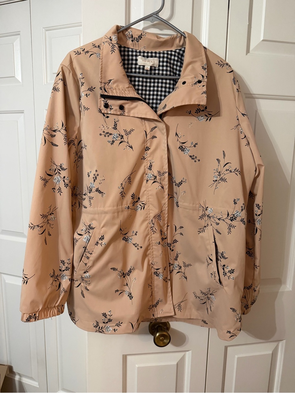 Skies Are Blue Peach Floral Trench Jacket